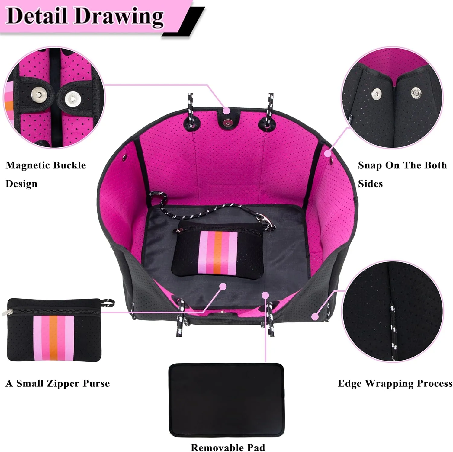 Neoprene Bag Large Multipurpose Beach Bag Neoprene Tote Bag Stylish Gym Women Shoulder Bag With Small Purse