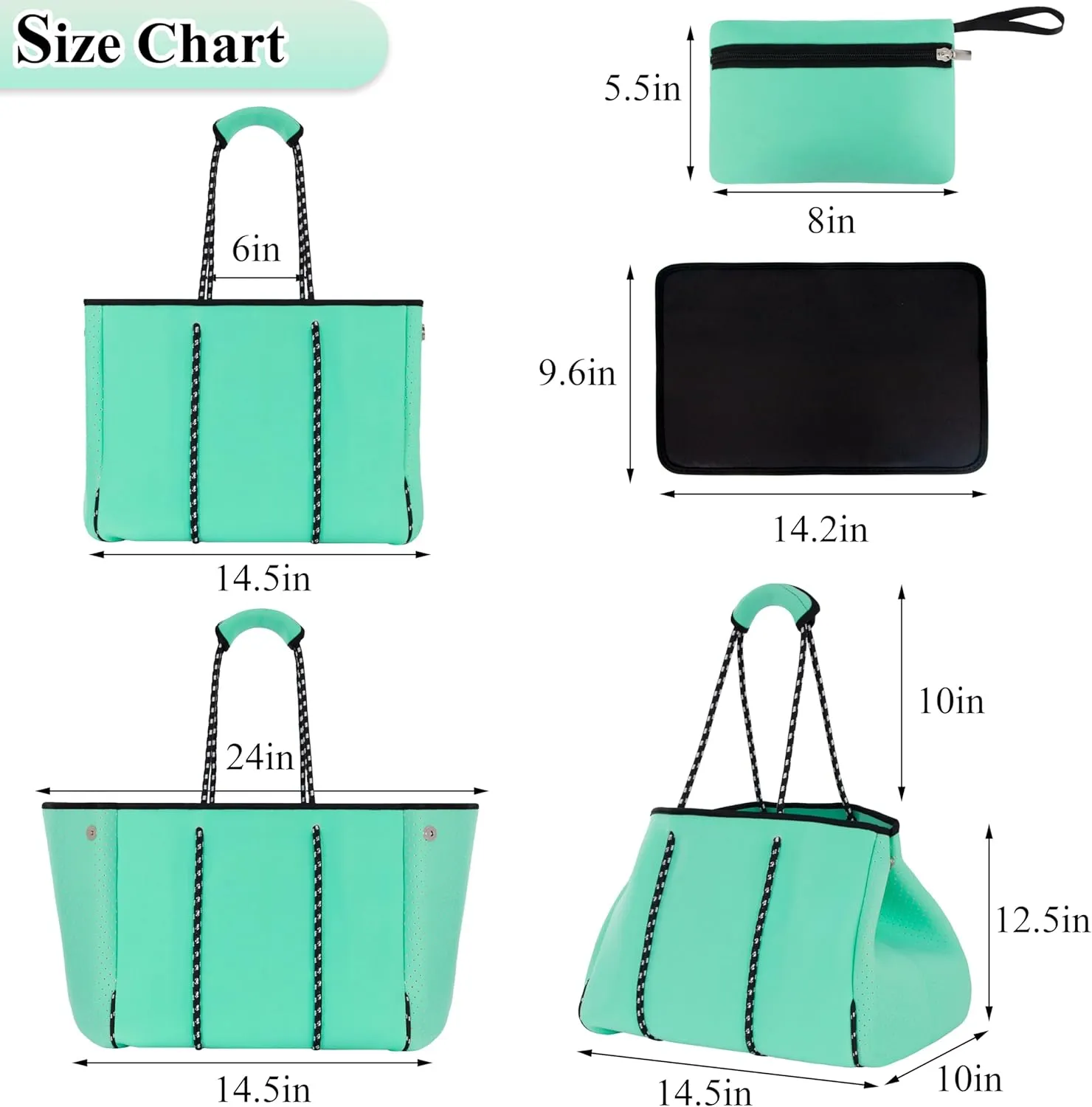 Neoprene Bag Large Multipurpose Beach Bag Neoprene Tote Bag Stylish Gym Women Shoulder Bag With Small Purse