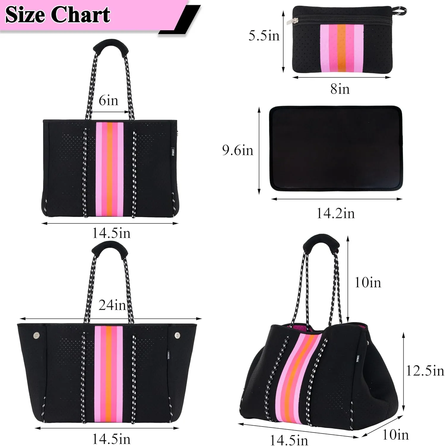 Neoprene Bag Large Multipurpose Beach Bag Neoprene Tote Bag Stylish Gym Women Shoulder Bag With Small Purse