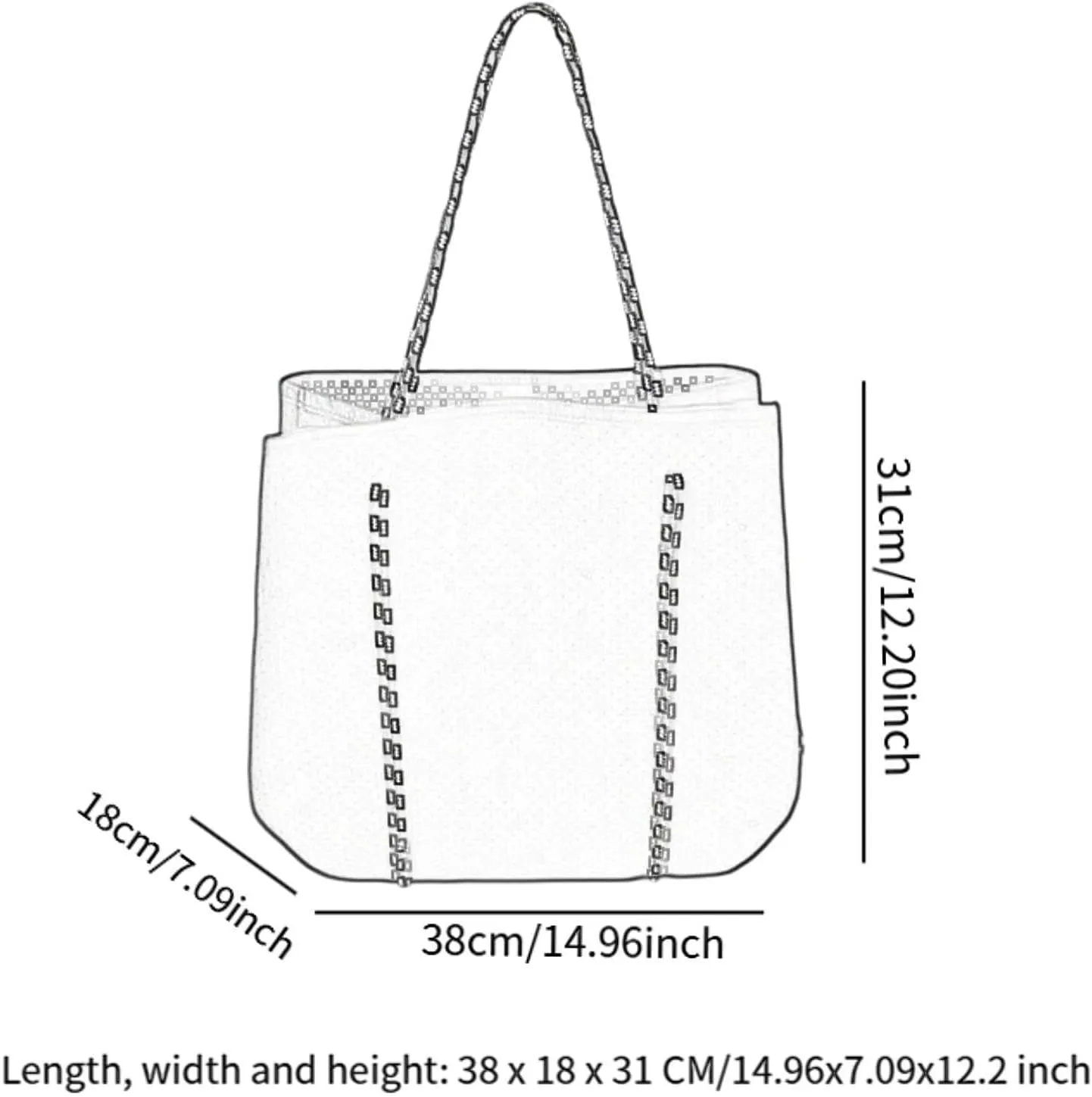 Neoprene Bag Pool Bag with Small Purse Water Resistant Beach Tote Bag Holes Handbag for Traveling Summer Shopping Gym
