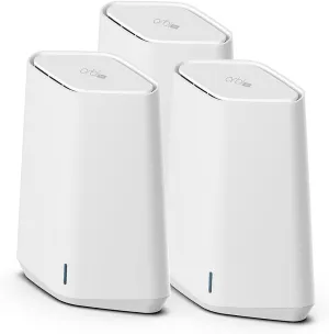 NETGEAR Orbi Pro WiFi 6 Mini Mesh System (SXK30B3) | Router with 2 Satellite Extenders for Business or Home | VLAN, QoS | Coverage up to 6,000 sq. ft., 40 Devices | AX1800 802.11 AX (up to 1.8Gbps)