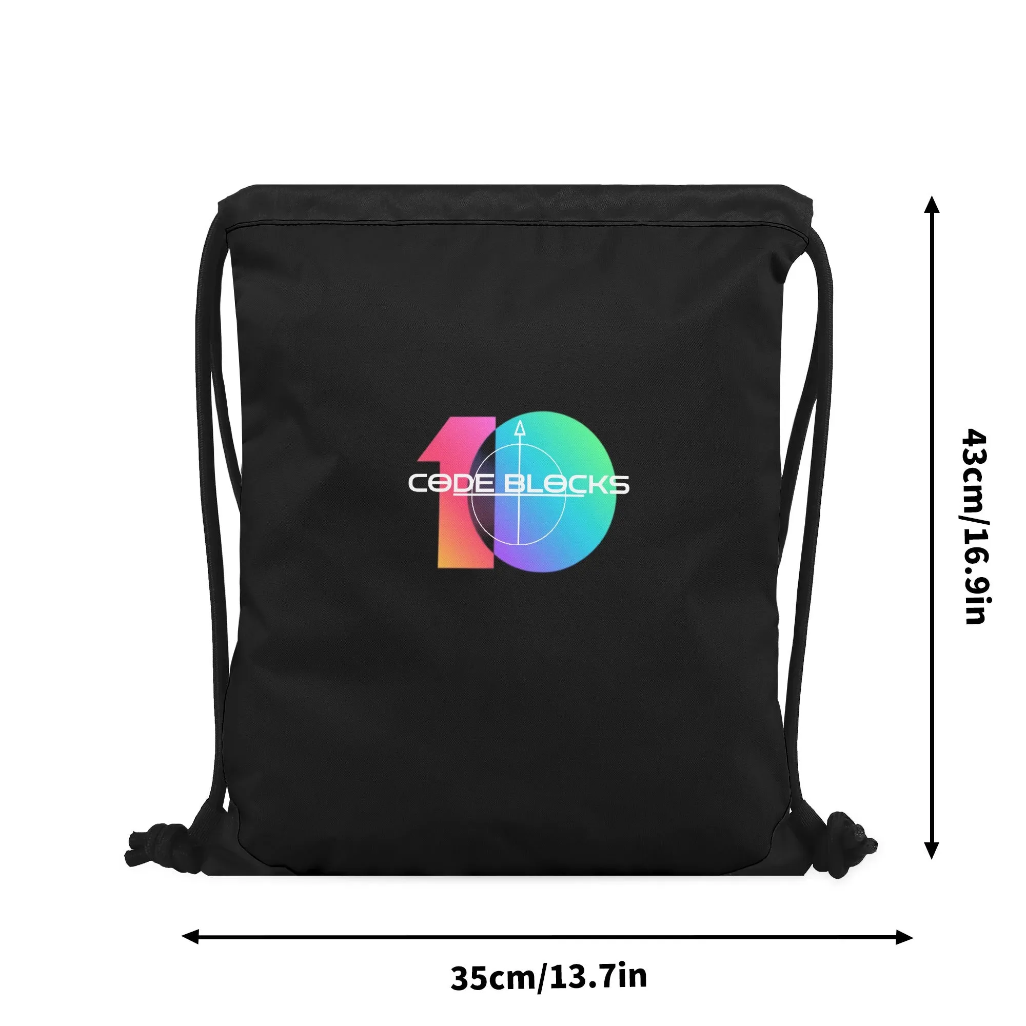 New Style Black Gym Drawstring Bag(Single-Sided Print)