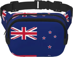 New Zealand Flag Print Waist Purse Square Double Layer Waist Bag Unisex Workout Crossbody Designer Bag