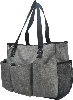 NGIL Large Utility Water Resistant Caddy Teacher Tote Bag with 7 Exterior Pockets, Top Zipper Closure Nurse bag for Work