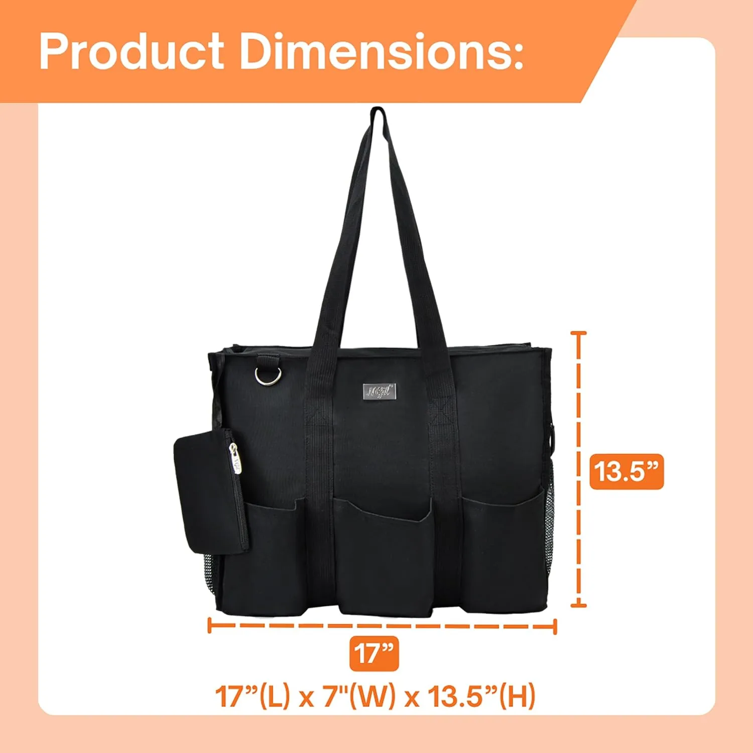 NGIL Utility Canvas Multi Pocket Tote Bag with Coin Purse, Work Bags for Women with Multiple Pockets Exterior & Interior