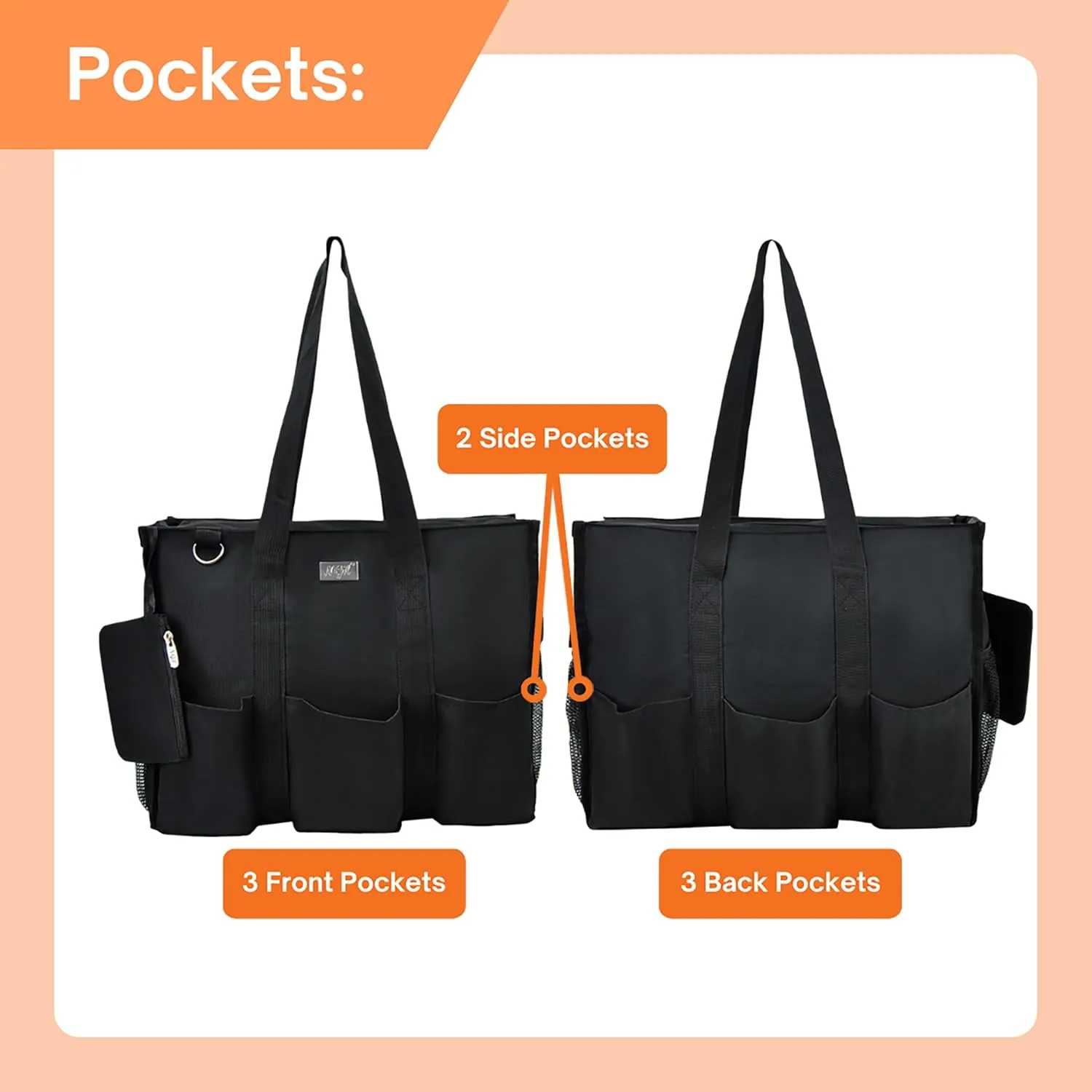 NGIL Utility Canvas Multi Pocket Tote Bag with Coin Purse, Work Bags for Women with Multiple Pockets Exterior & Interior