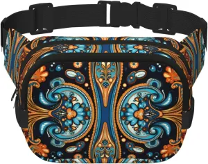 Nice symmetrical pattern Printed Fashion Crossbody Bag, Hiking Waist Bag, Square Double Layer Travel and Fitness Shoulder Bag