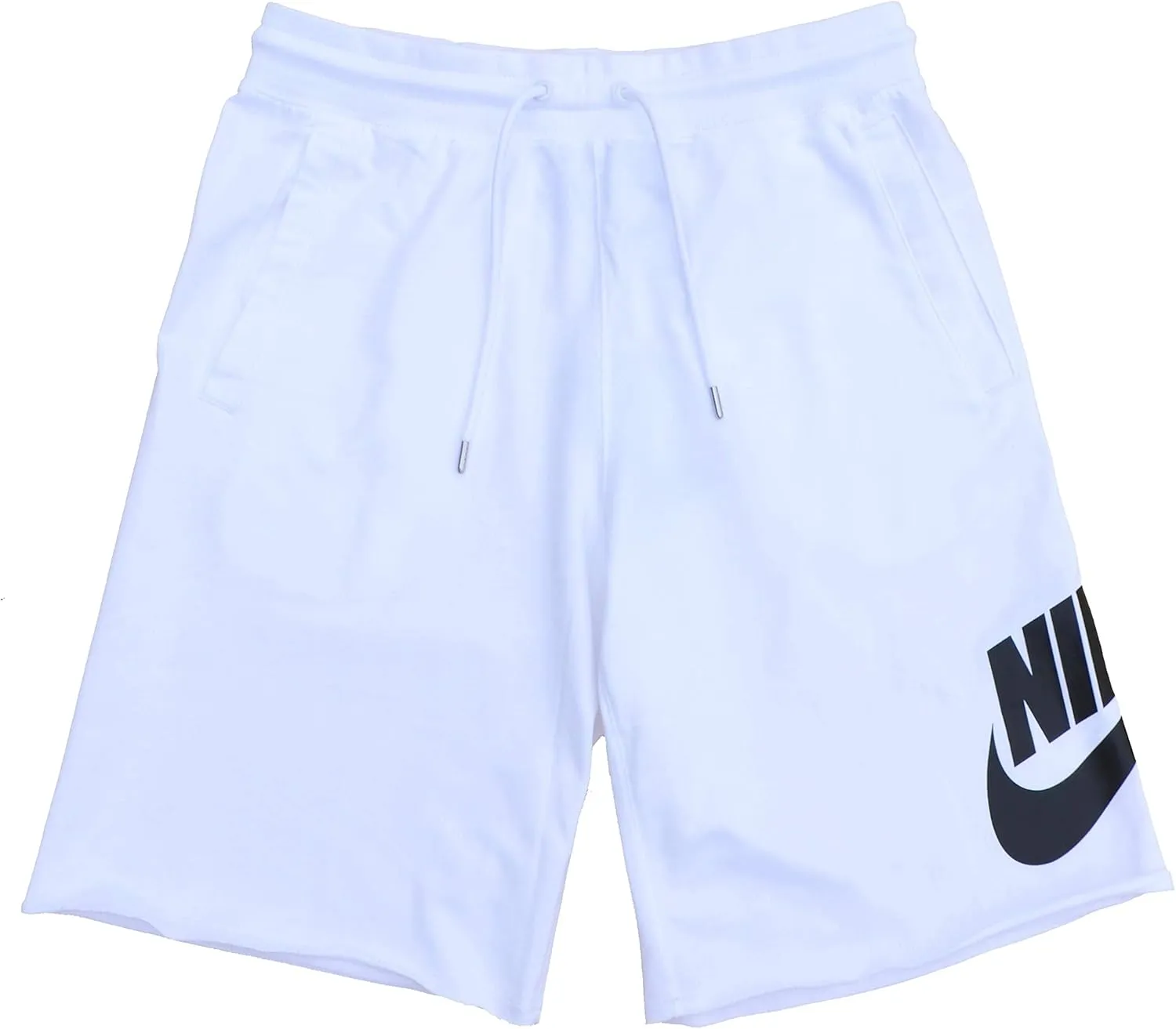 Nike Mens Aw77 French Terry Alumni Shorts (White/Black, Large)