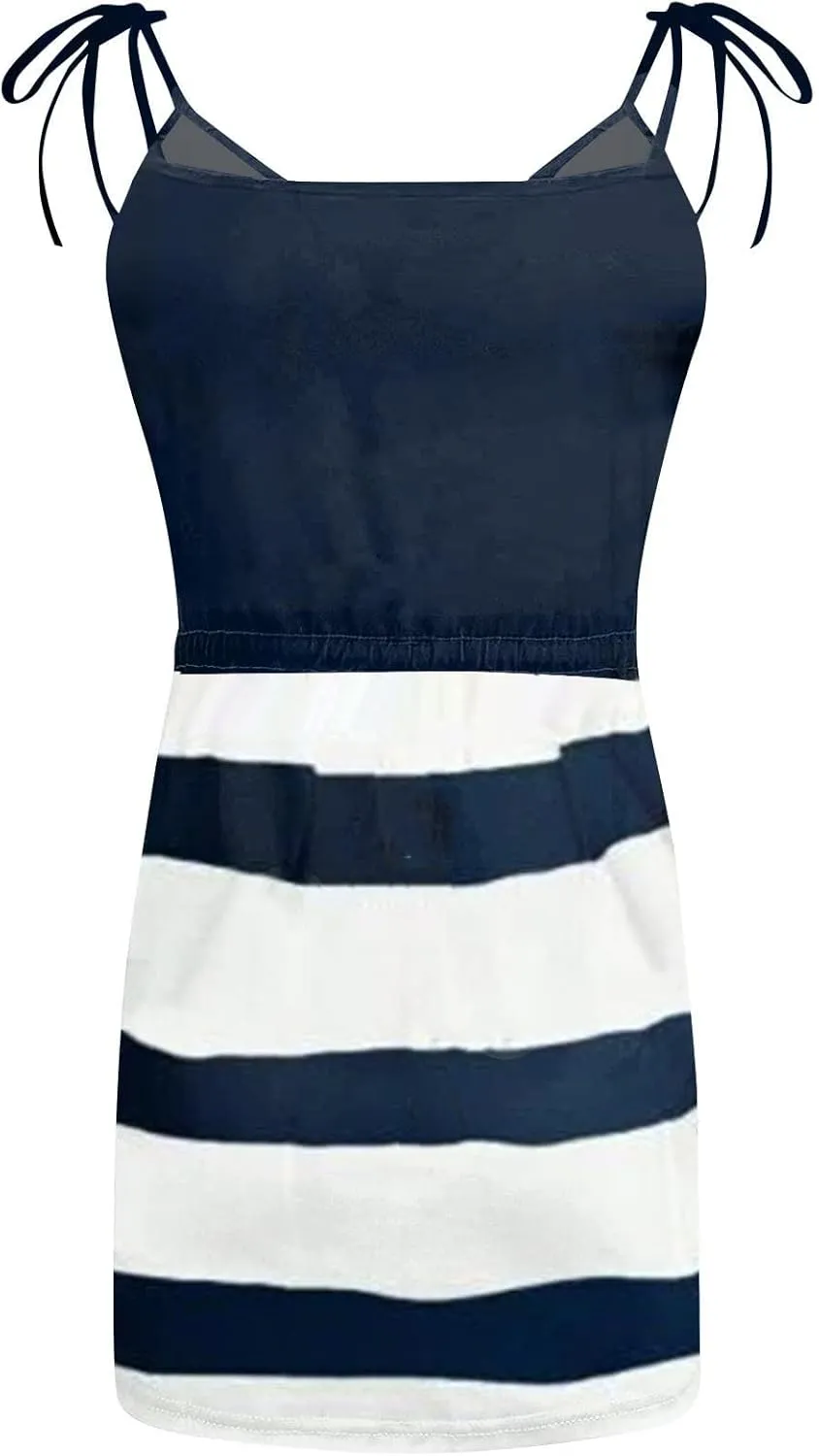Nope Not Today Camouflage Pocket Women's Summer Spaghetti Strap Panel Dress Casual Tie Waist with Pockets Mini Dress