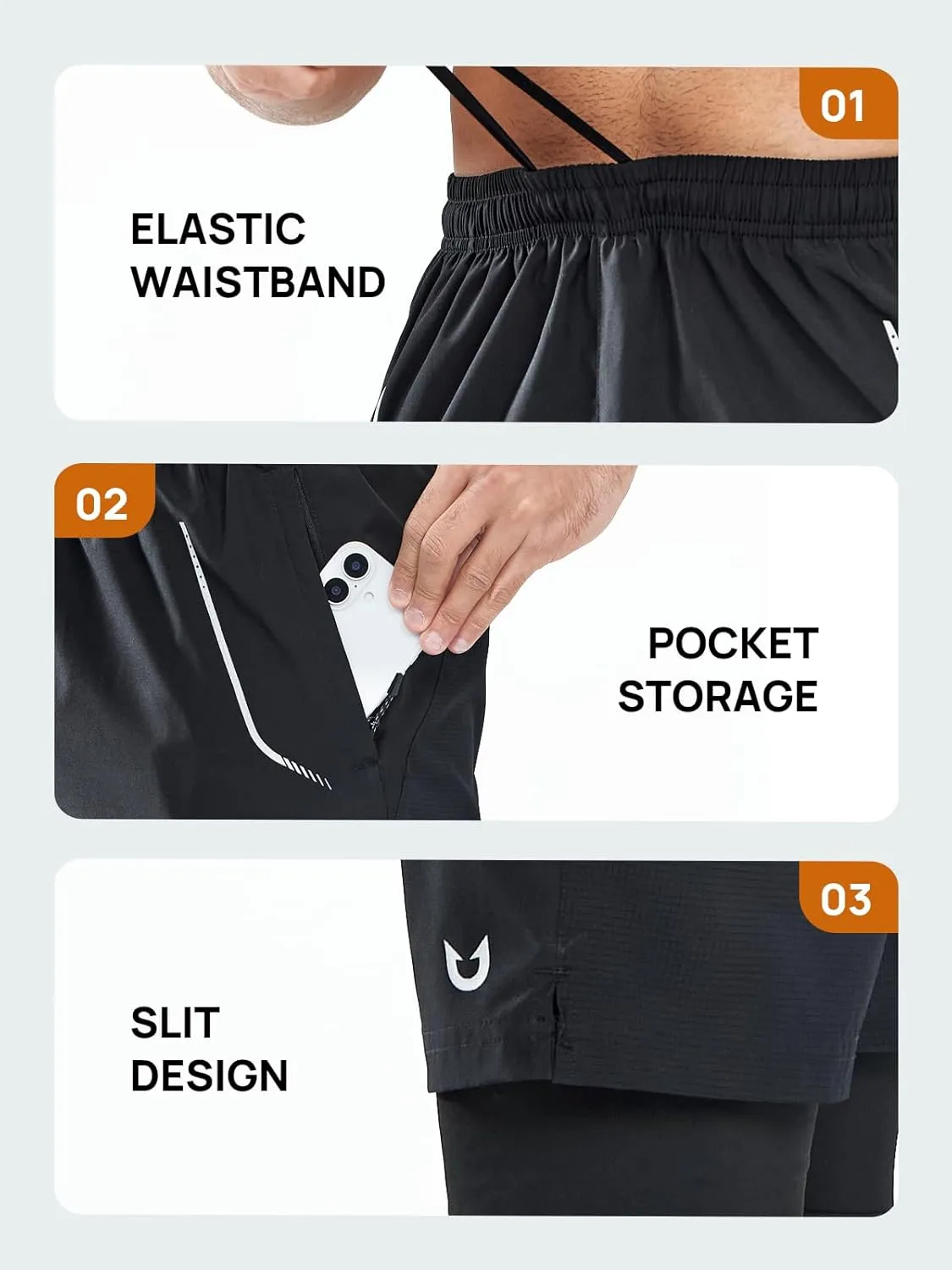 NORTHYARD Men's 2 in 1 Workout Shorts 5" Running Athletic Quick Dry Shorts Gym Sports Basketball Tennis with Phone Pockets