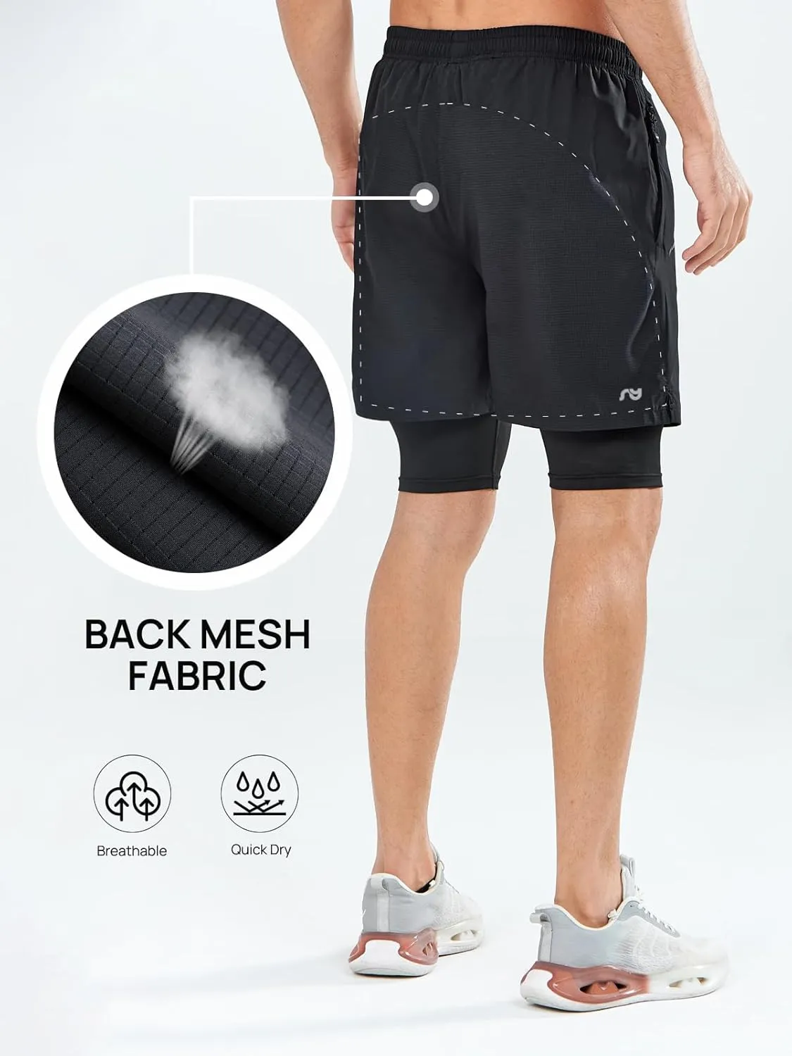 NORTHYARD Men's 2 in 1 Workout Shorts 5" Running Athletic Quick Dry Shorts Gym Sports Basketball Tennis with Phone Pockets