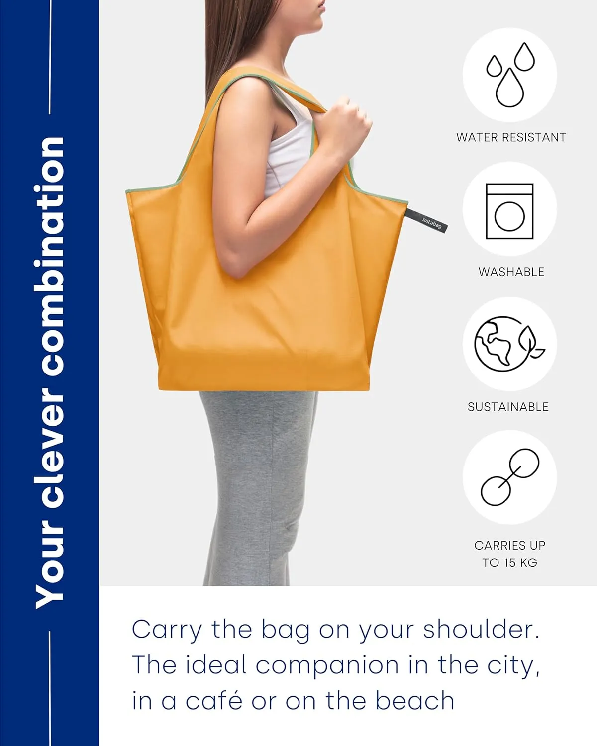 Notabag Tote Bag – Foldable tote bag made from recycled PET – lightweight & water resistant tote bag