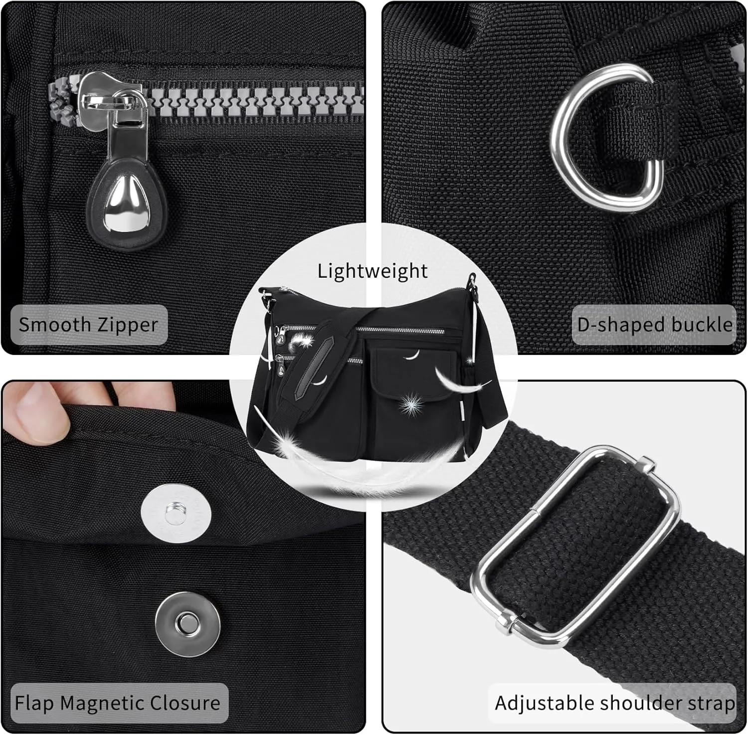 NOTAG Crossbody Bag for Women - Waterproof Multi-Pocket Handbag, Shoulder Bag, Lightweight Large Messenger