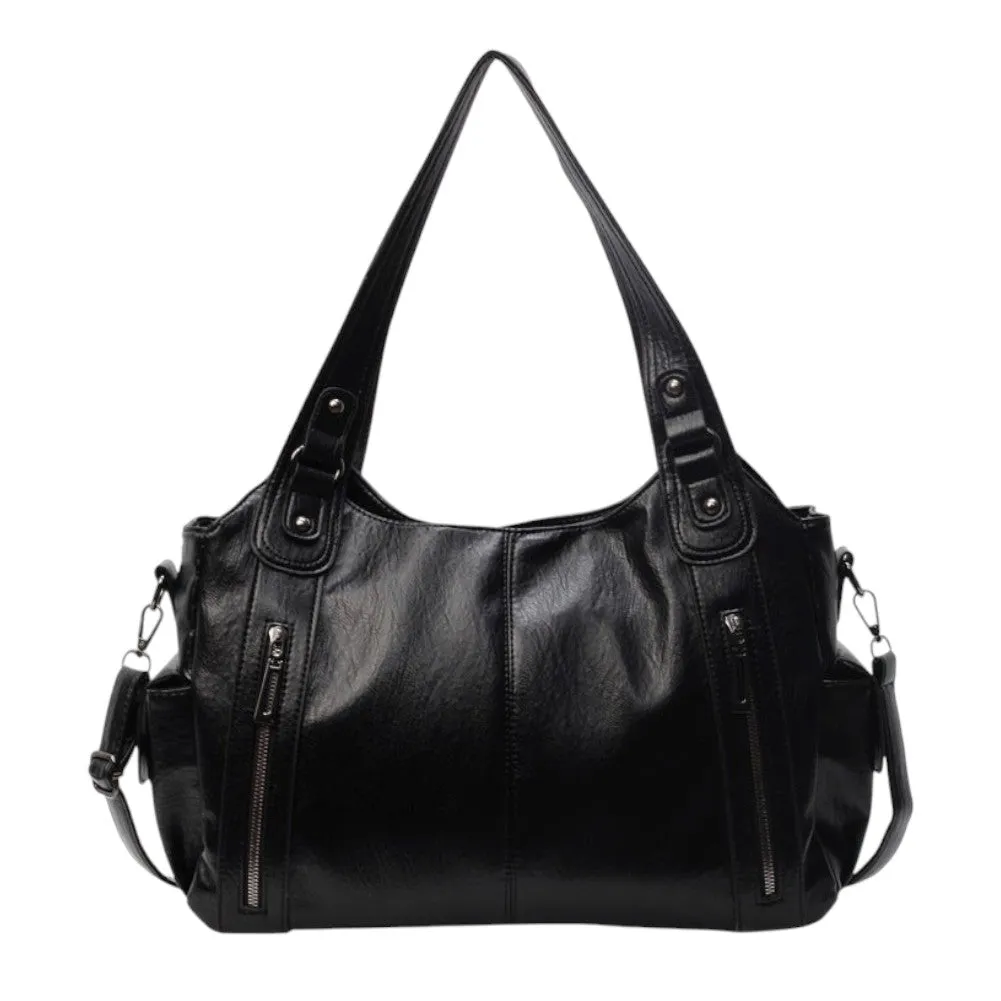 Novira | Elegant Black Tote Bag with Removable Shoulder Strap