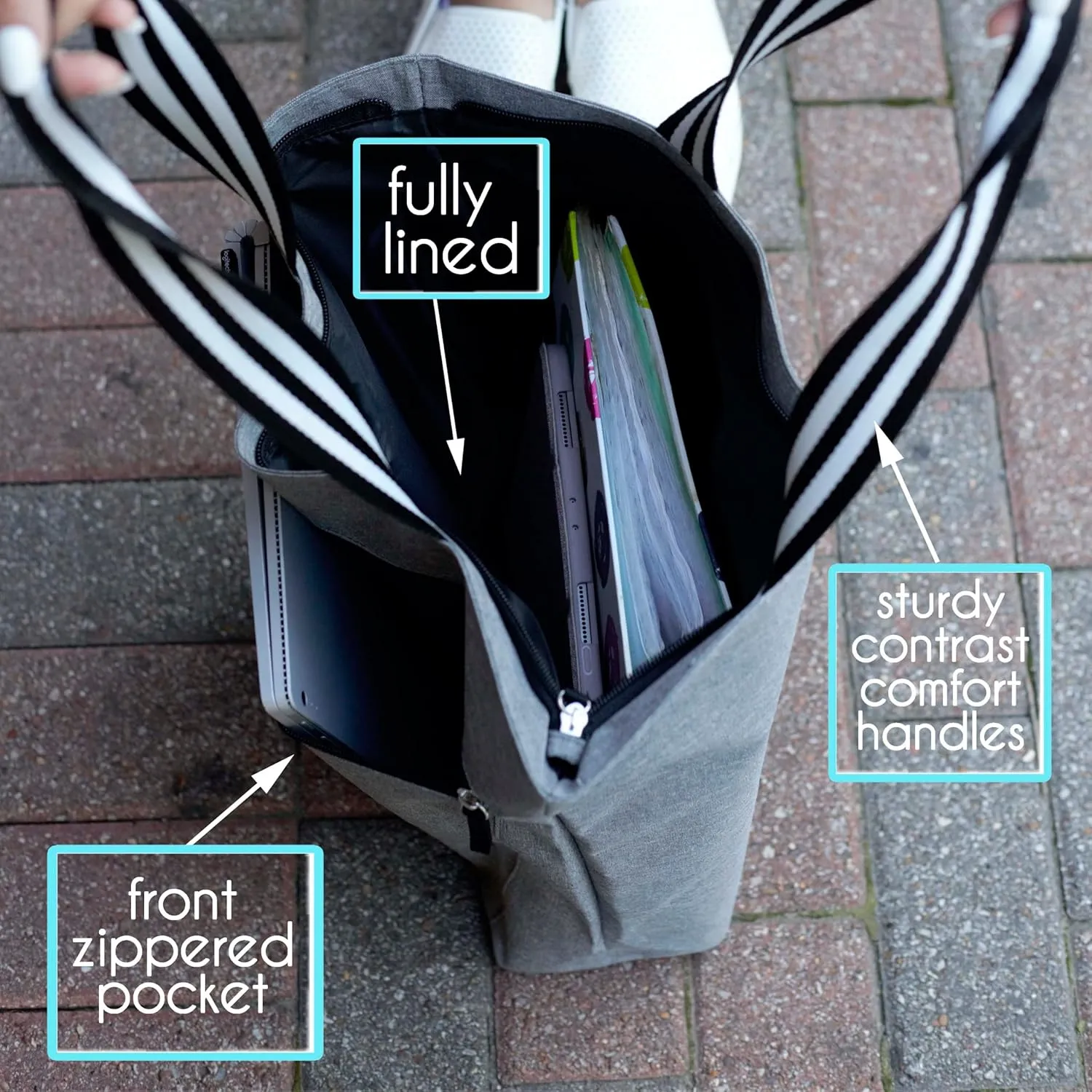 Nurse Tote Bag for Work - Christmas Gifts for Women Large Nursing Bag with Zipper, Pockets & Reliable Straps - Spacious Bag