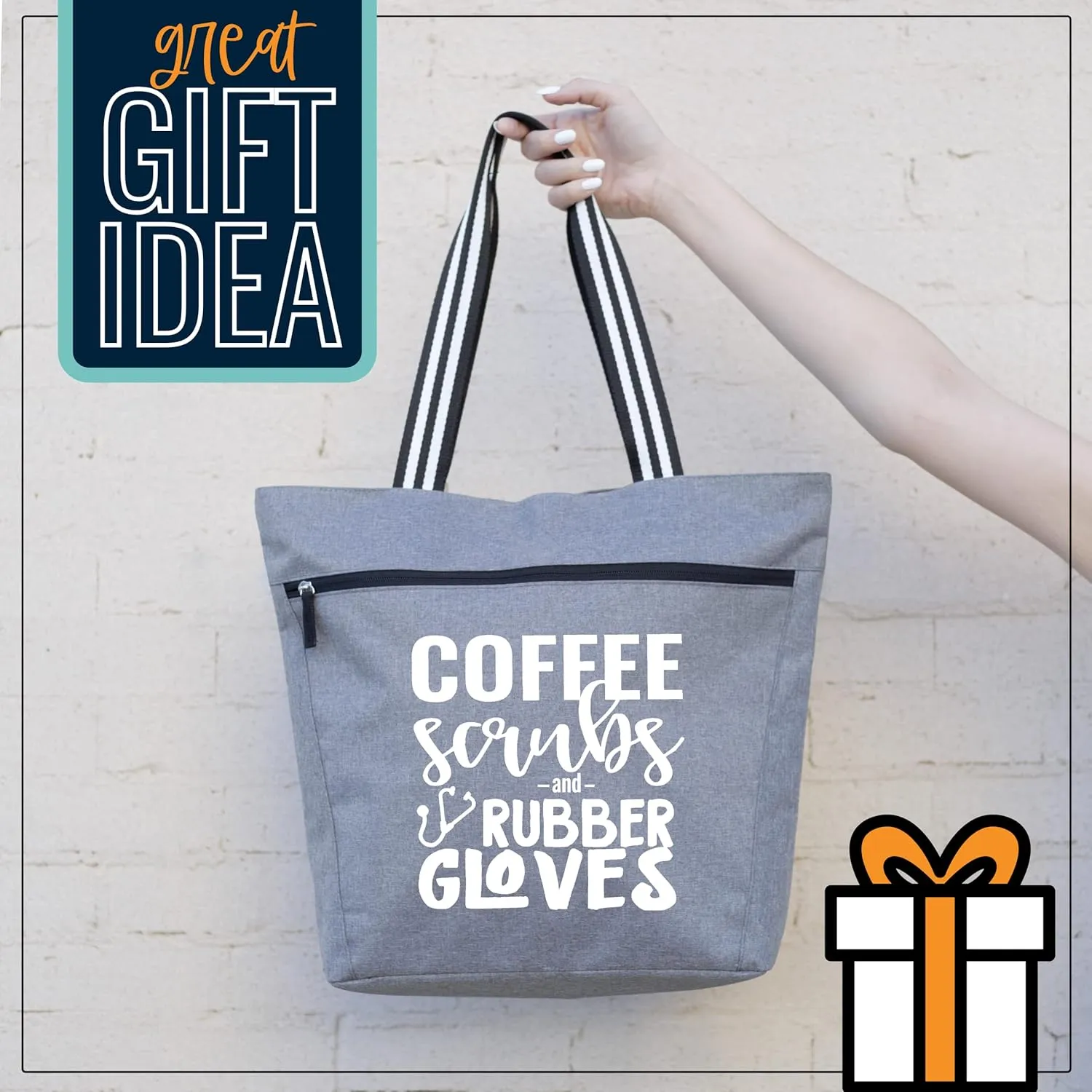 Nurse Tote Bag for Work - Christmas Gifts for Women Large Nursing Bag with Zipper, Pockets & Reliable Straps - Spacious Bag