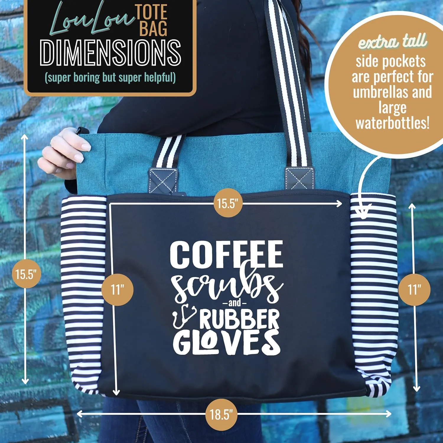 Nurse Tote Bag for Work - Christmas Gifts for Women Large Nursing Bag with Zipper, Pockets & Reliable Straps - Spacious Bag