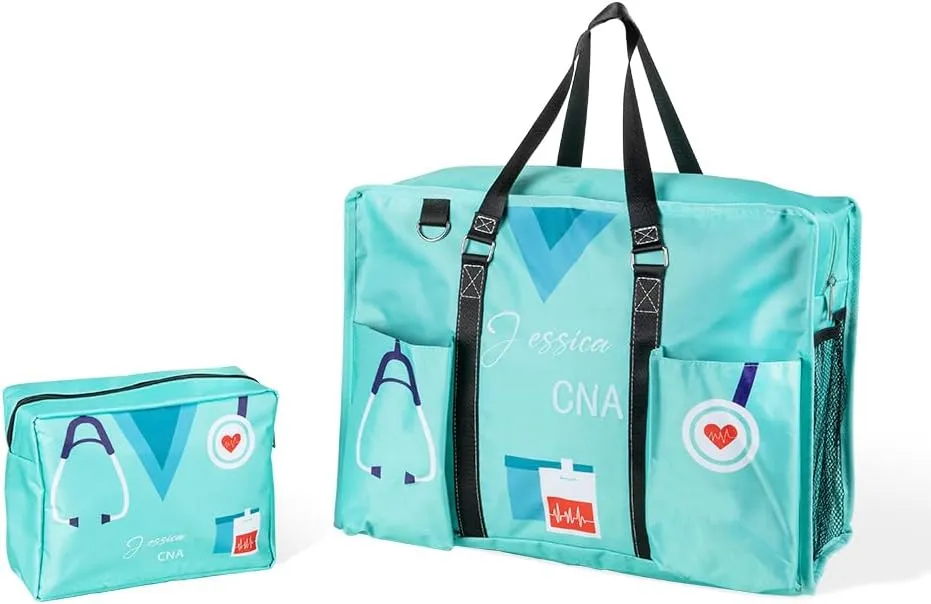 Nurse Tote Bag with Personalized Name Occupation Role Canvas Zipper Nurse Bag with Pocket Custom LPN RN Tote Bag