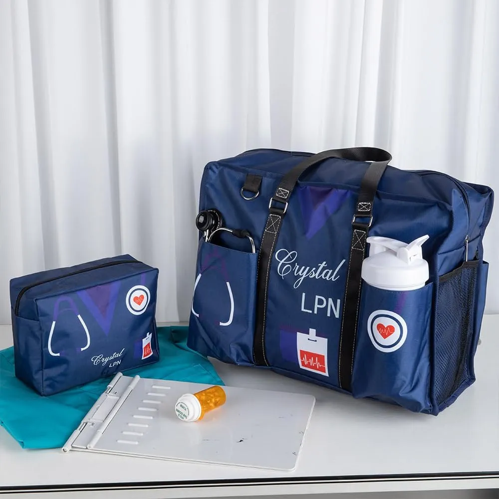 Nurse Tote Bag with Personalized Name Occupation Role Canvas Zipper Nurse Bag with Pocket Custom LPN RN Tote Bag