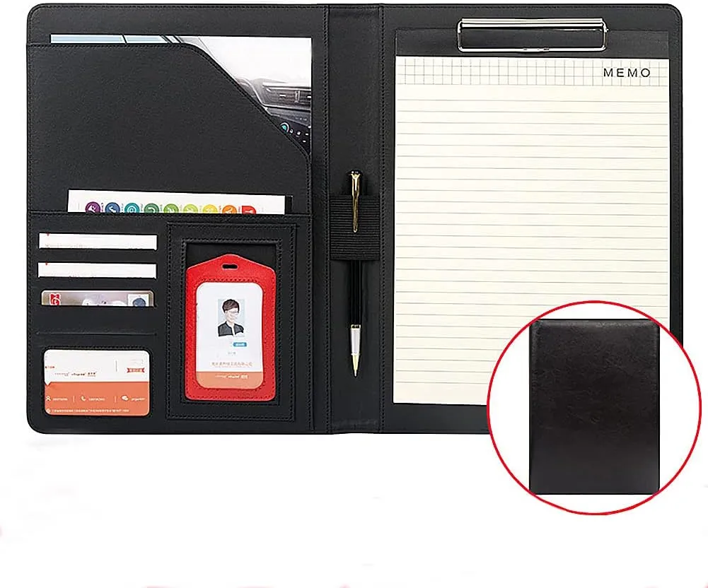 NuVision Padfolio/Resume Portfolio Folder, Padfolio Cover, Conference/Resume/Legal Document Organizer with Letter/A4 Size Writing Pad, Business Card Holders, Document Sleeve(Black (ver. 5))