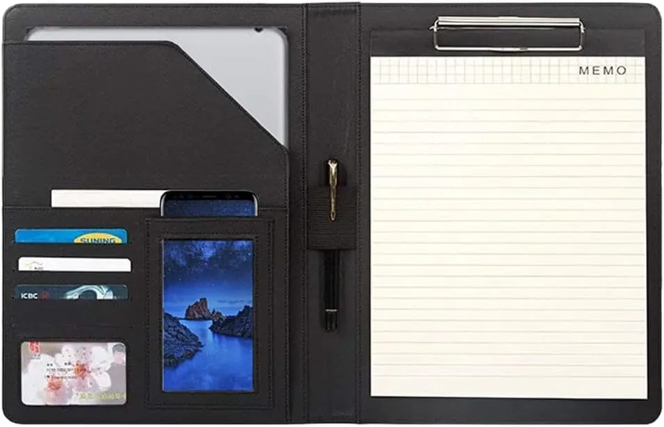 NuVision Padfolio/Resume Portfolio Folder, Padfolio Cover, Conference/Resume/Legal Document Organizer with Letter/A4 Size Writing Pad, Business Card Holders, Document Sleeve(Black (ver. 5))