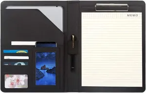 NuVision Padfolio/Resume Portfolio Folder, Padfolio Cover, Conference/Resume/Legal Document Organizer with Letter/A4 Size Writing Pad, Business Card Holders, Document Sleeve(Black (ver. 5))