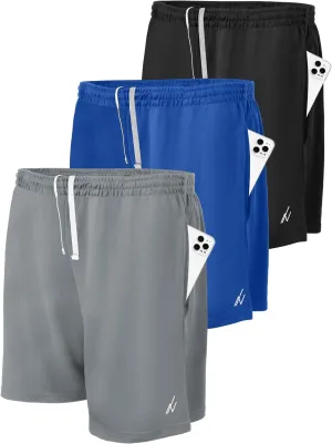 NY Threads 3 Pack Men's Athletic Shorts Quick Dry Lightweight Workout Running Gym Shorts with Pockets