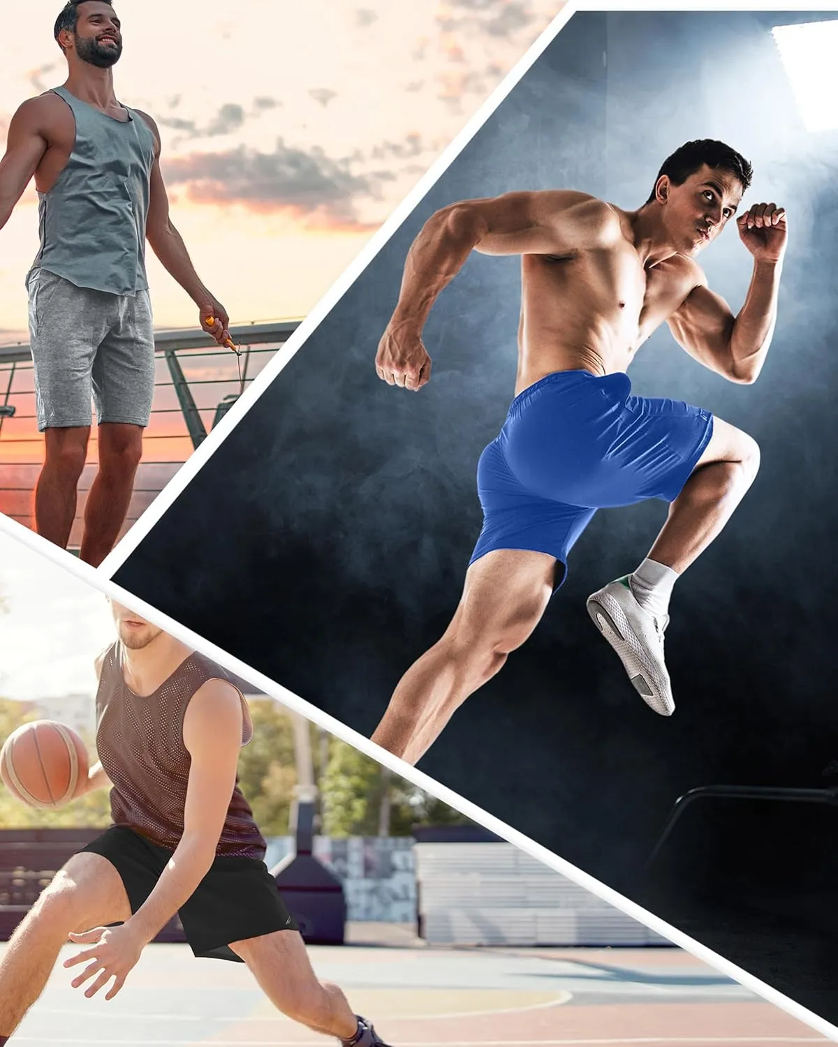 NY Threads 3 Pack Men's Athletic Shorts Quick Dry Lightweight Workout Running Gym Shorts with Pockets