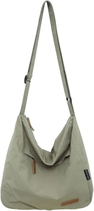 Nylon Hobo Crossbody Bag Water Resistant Lightweight Messenger Bag Work Bags Tote Bag with Zipper for Women and Men