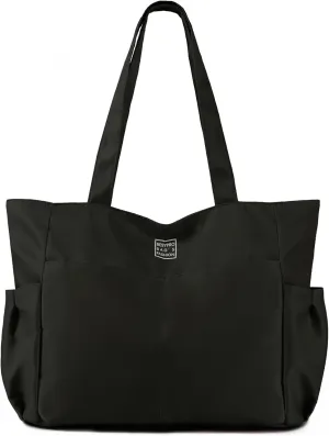 Nylon Tote Bag for Women Multi-pocket Large Shoulder Bag Casual Handbag with Zipper for Wrok Travel College