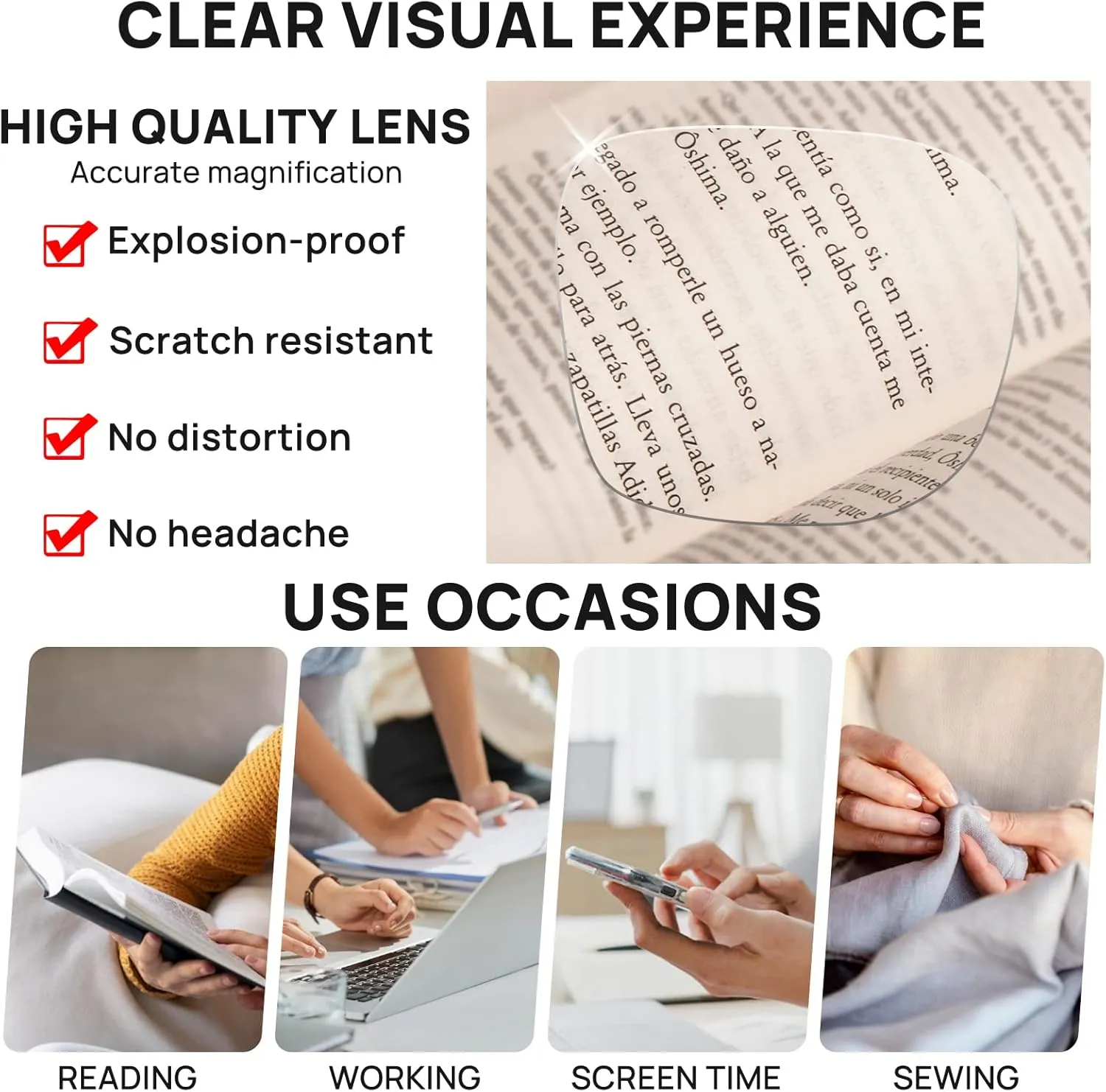 OCCI CHIARI Oversized Black Thick Reading Glasses for Women 1.0 Fashion Readers 1.0 1.25 1.50 1.75 2.0 2.25 2.50 2.75 3.0 3.5 4.0(Black, 1.0)