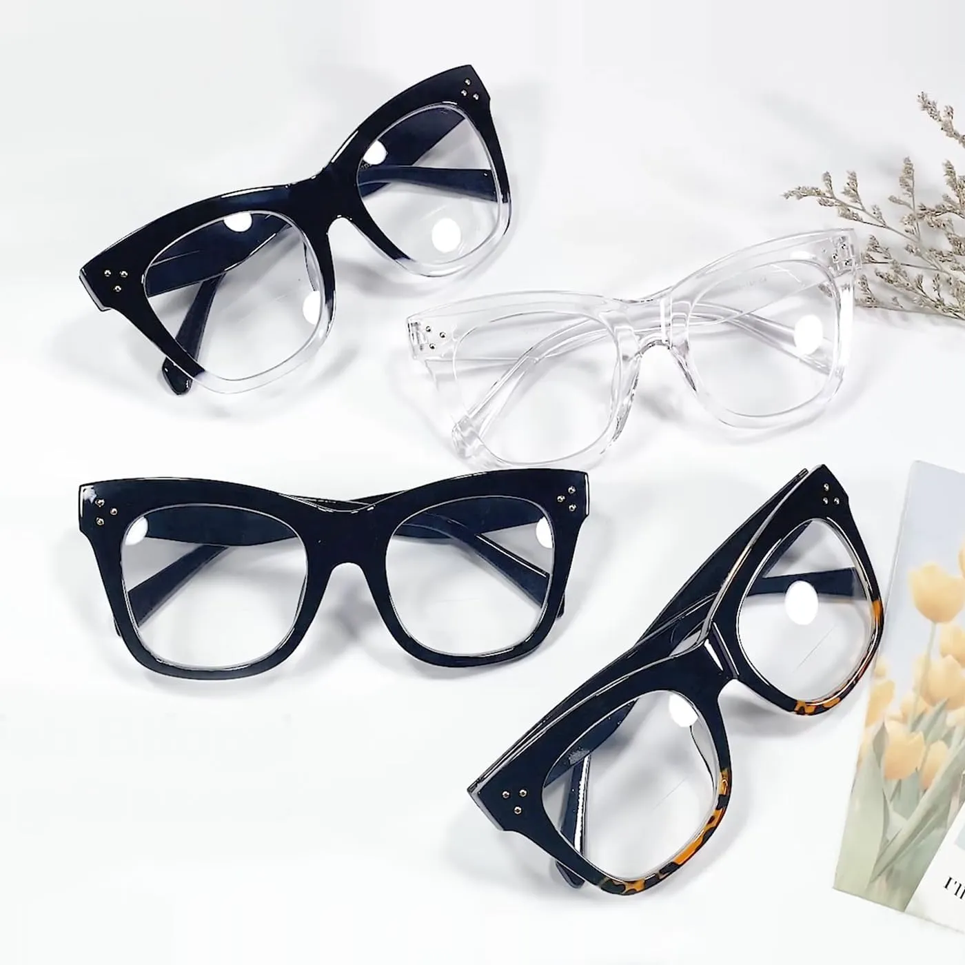 OCCI CHIARI Oversized Black Thick Reading Glasses for Women 1.0 Fashion Readers 1.0 1.25 1.50 1.75 2.0 2.25 2.50 2.75 3.0 3.5 4.0(Black, 1.0)