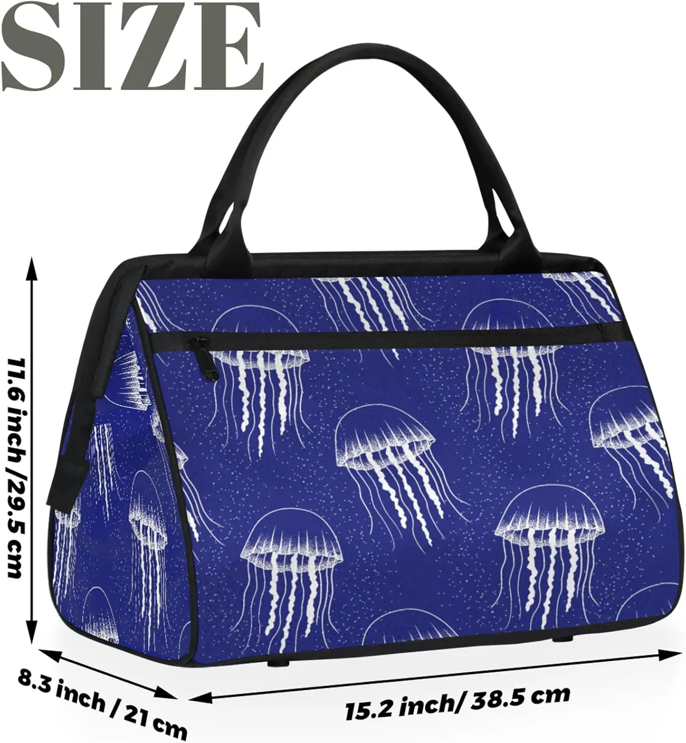 Ocean Abstract Jellyfish Travel Duffel Bag Gym Tote Bag for Women Men Waterproof Weekend Overnight Bag Carry On Tote Luggage with Pocket Personal Item Bags Sports Bag fit Travel Sports Gym Yoga