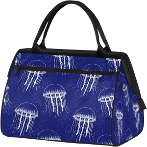 Ocean Abstract Jellyfish Travel Duffel Bag Gym Tote Bag for Women Men Waterproof Weekend Overnight Bag Carry On Tote Luggage with Pocket Personal Item Bags Sports Bag fit Travel Sports Gym Yoga