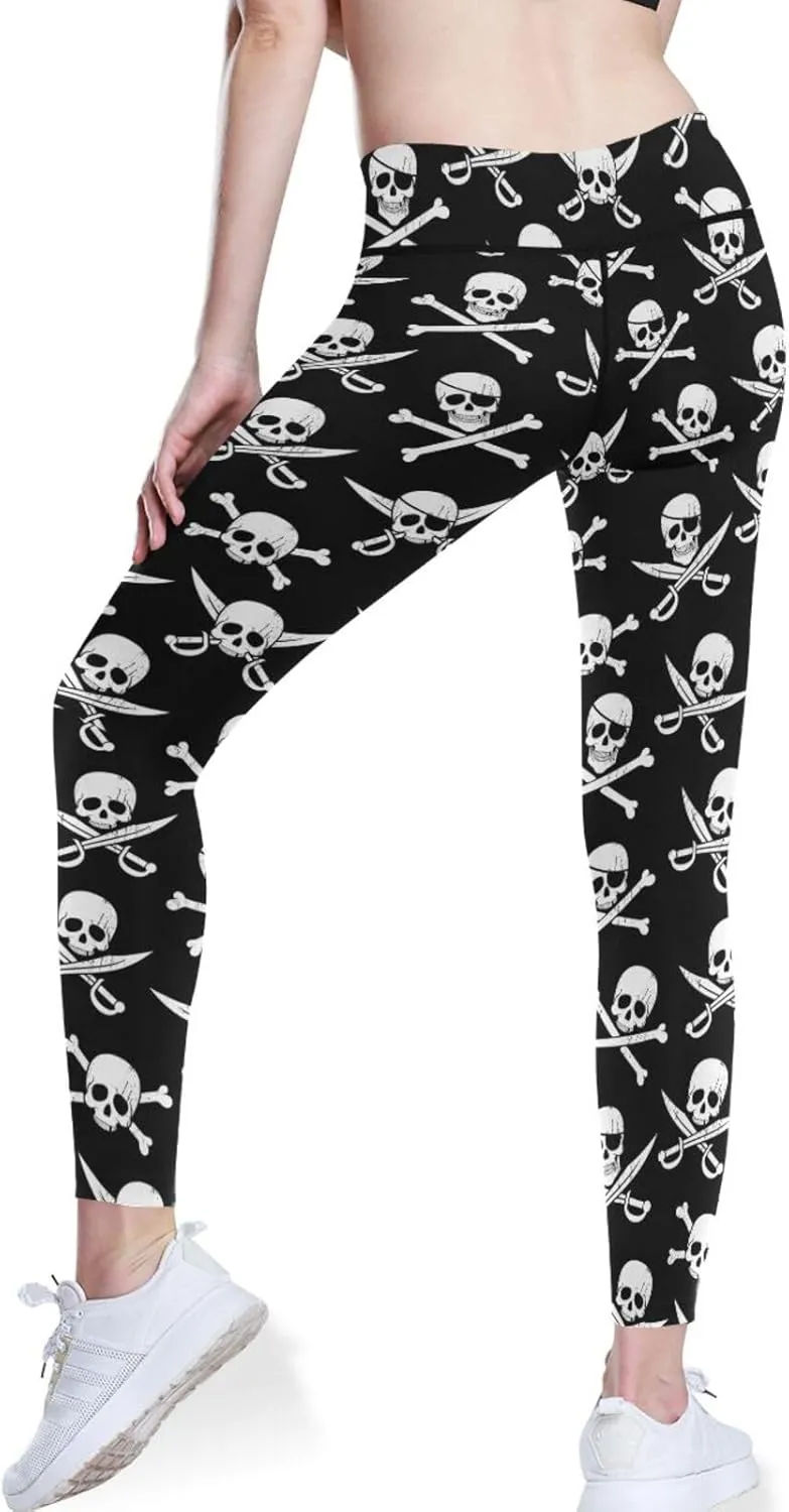 Ocean Sharks High Waisted Leggings for Women - Full Length Capri Buttery Soft Yoga Pants for Workout Athletic