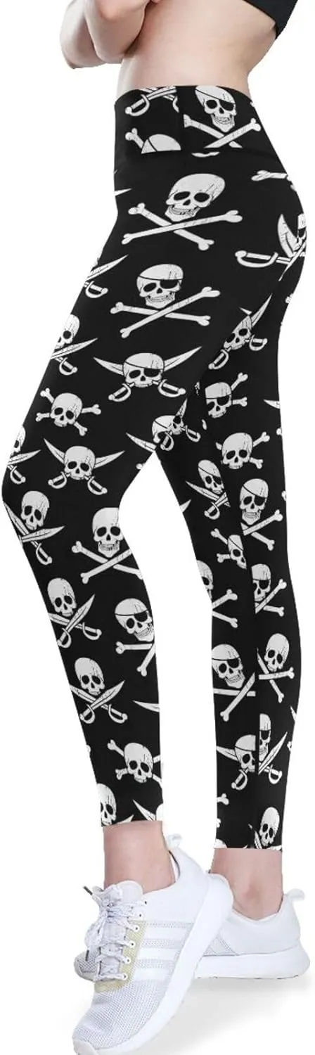 Ocean Sharks High Waisted Leggings for Women - Full Length Capri Buttery Soft Yoga Pants for Workout Athletic
