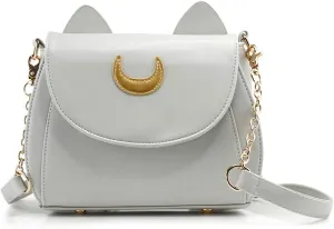 OCT17 Moon Luna Design Purse Kitty Cat satchel shoulder bag Designer Women Handbag Tote PU Leather Sailer Style