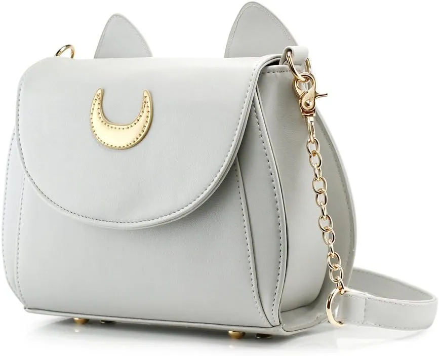 OCT17 Moon Luna Design Purse Kitty Cat satchel shoulder bag Designer Women Handbag Tote PU Leather Sailer Style