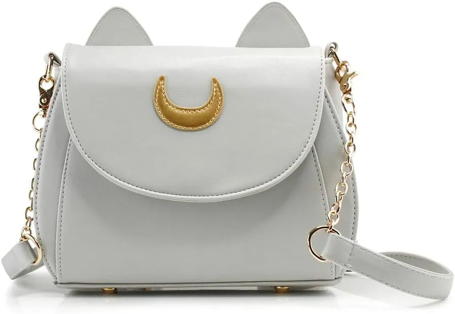 OCT17 Moon Luna Design Purse Kitty Cat satchel shoulder bag Designer Women Handbag Tote PU Leather Sailer Style