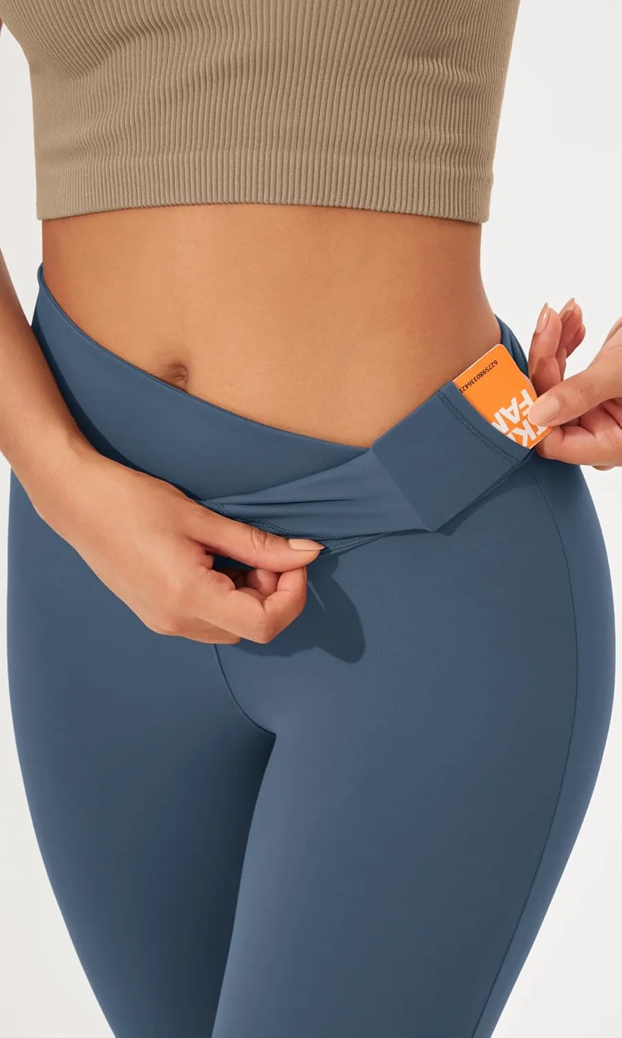ODODOS Women's Cross Waist Bootcut Yoga Pants with Inner Pocket, Non See Through Bootleg Gym Workout Pants