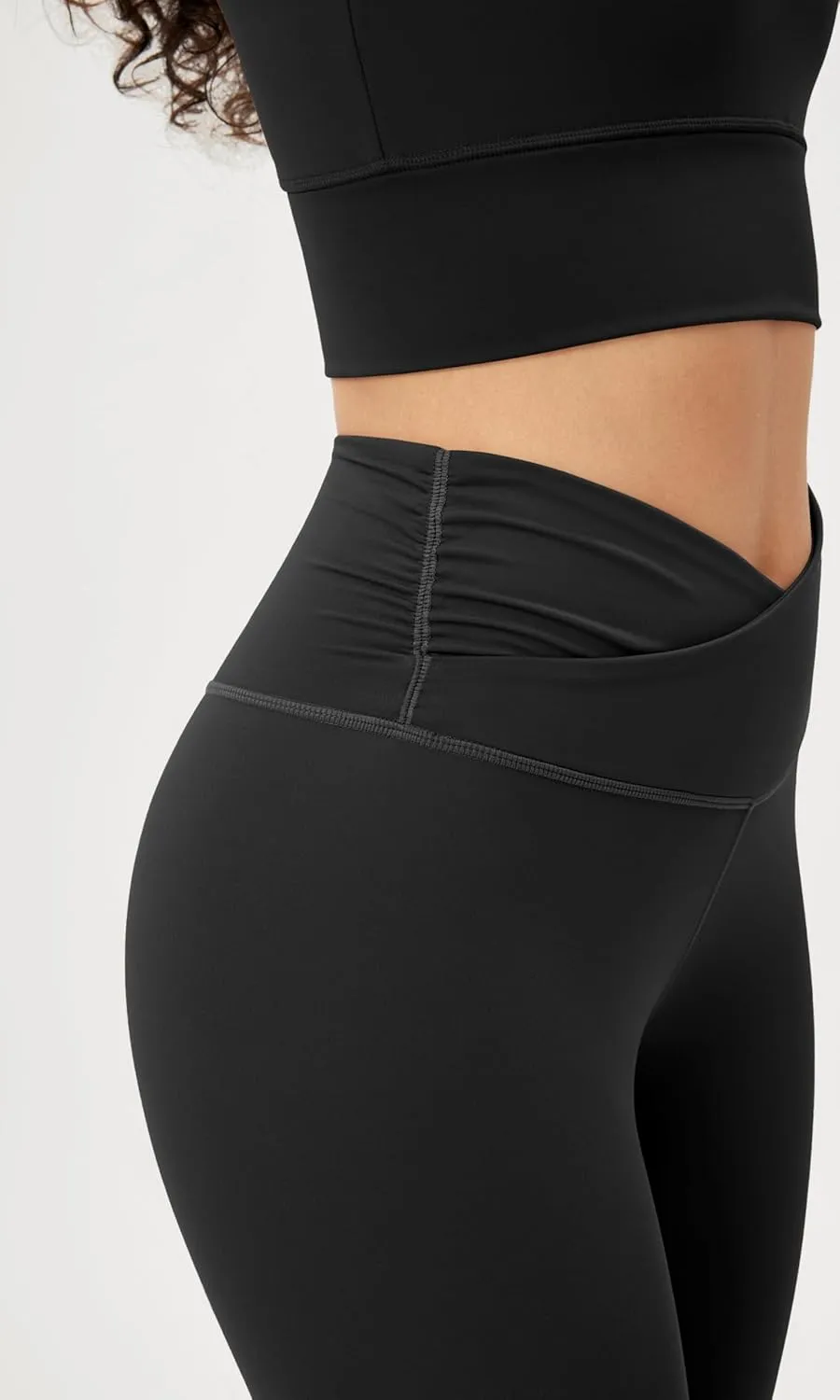 ODODOS Women's Cross Waist Yoga Leggings with Inner Pocket, 23"/25"/28" Gathered Crossover Workout Yoga Pants