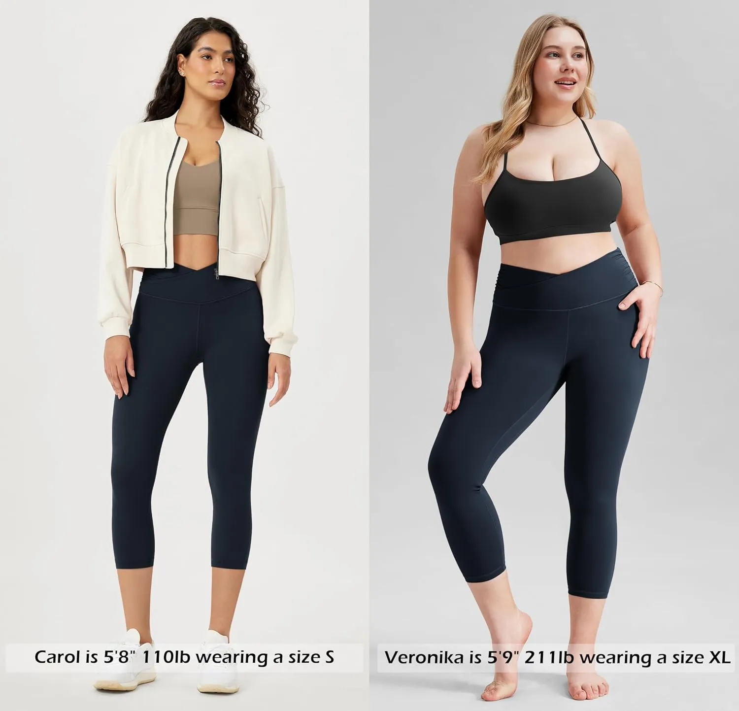 ODODOS Women's Cross Waist Yoga Leggings with Inner Pocket, 23"/25"/28" Gathered Crossover Workout Yoga Pants