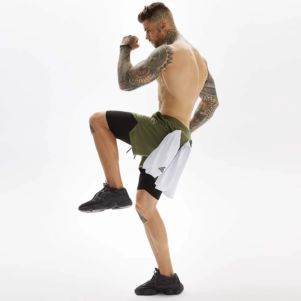 OEBLD Mens Athletic Shorts 2-in-1 Gym Workout Running 7'' Shorts with Towel Loop