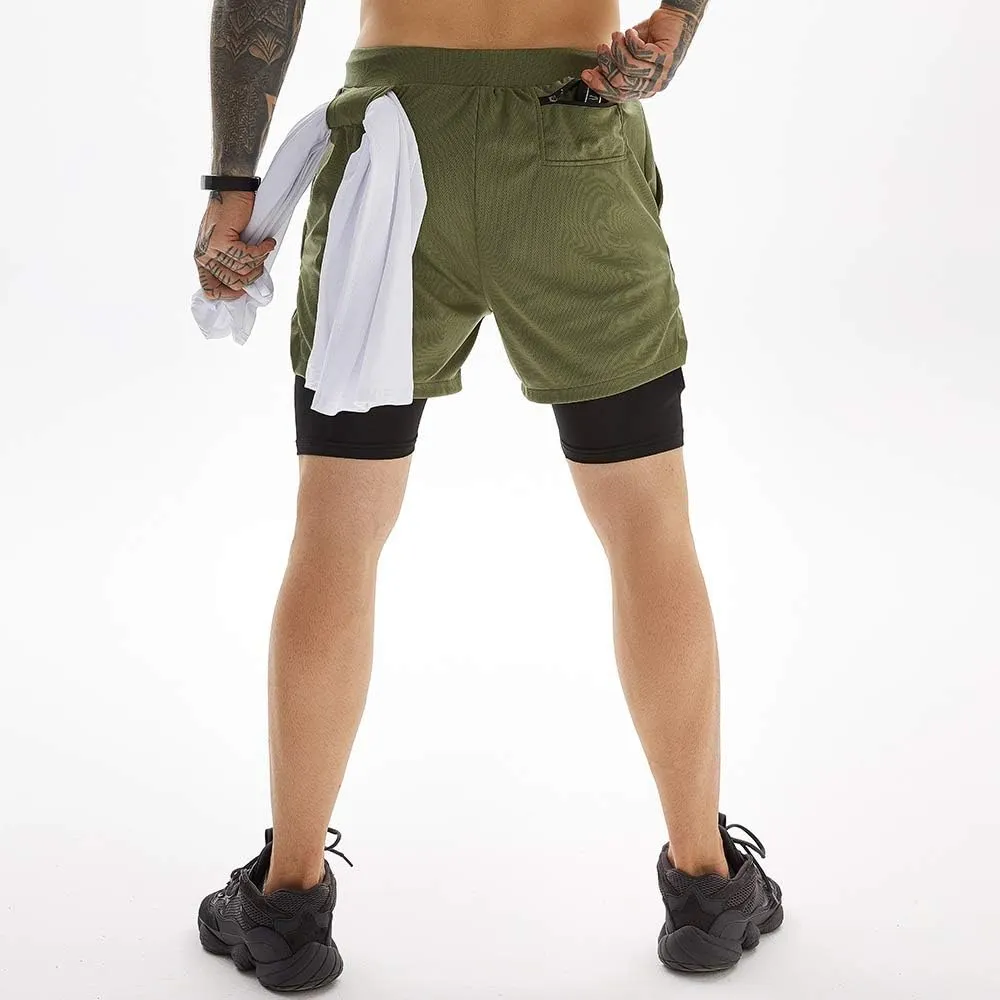 OEBLD Mens Athletic Shorts 2-in-1 Gym Workout Running 7'' Shorts with Towel Loop