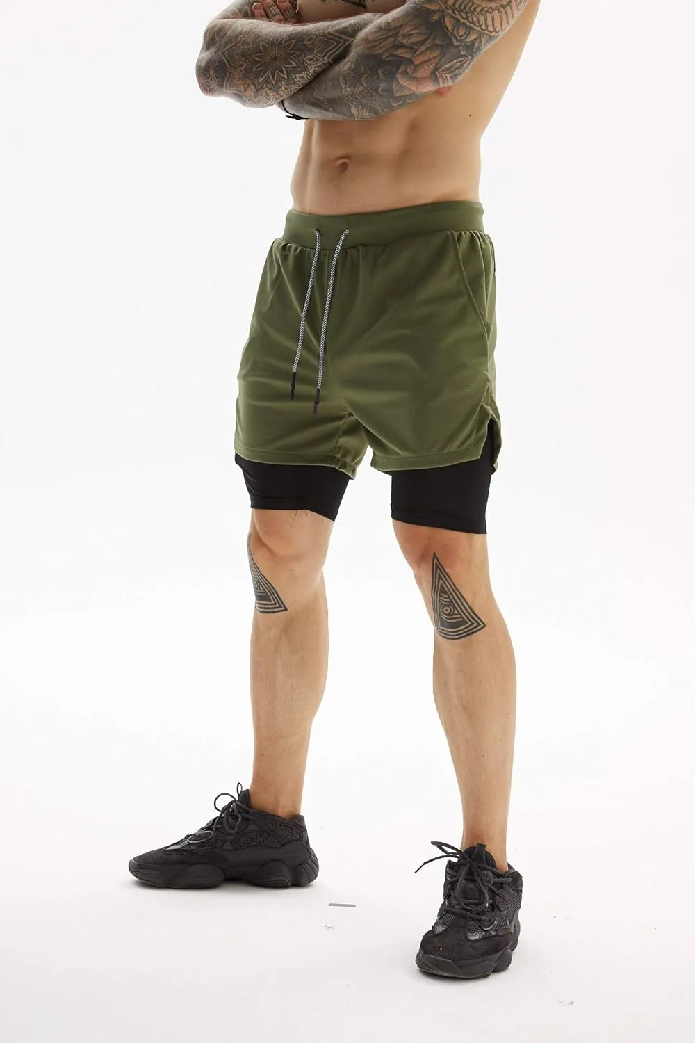 OEBLD Mens Athletic Shorts 2-in-1 Gym Workout Running 7'' Shorts with Towel Loop