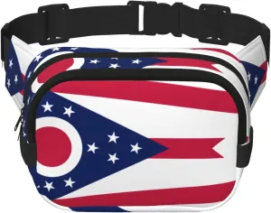 Ohio State Flag Printed Fashion Crossbody Bag, Hiking Waist Bag, Square Double Layer Travel and Fitness Shoulder Bag