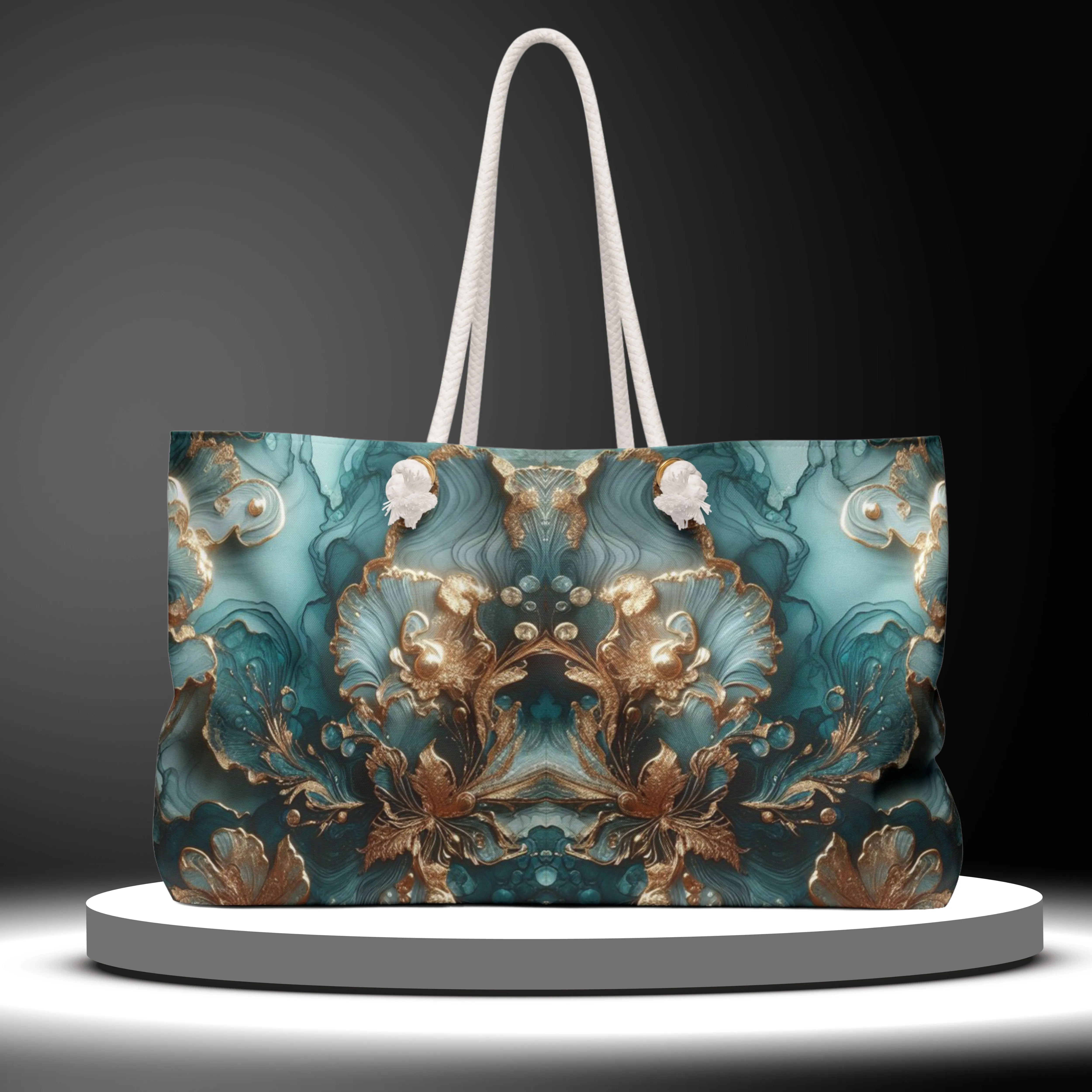 On-time delivery – Floral Gilded Tide Teal Everyday Tote Bag All-in-one solution & Aqua Tote Gold