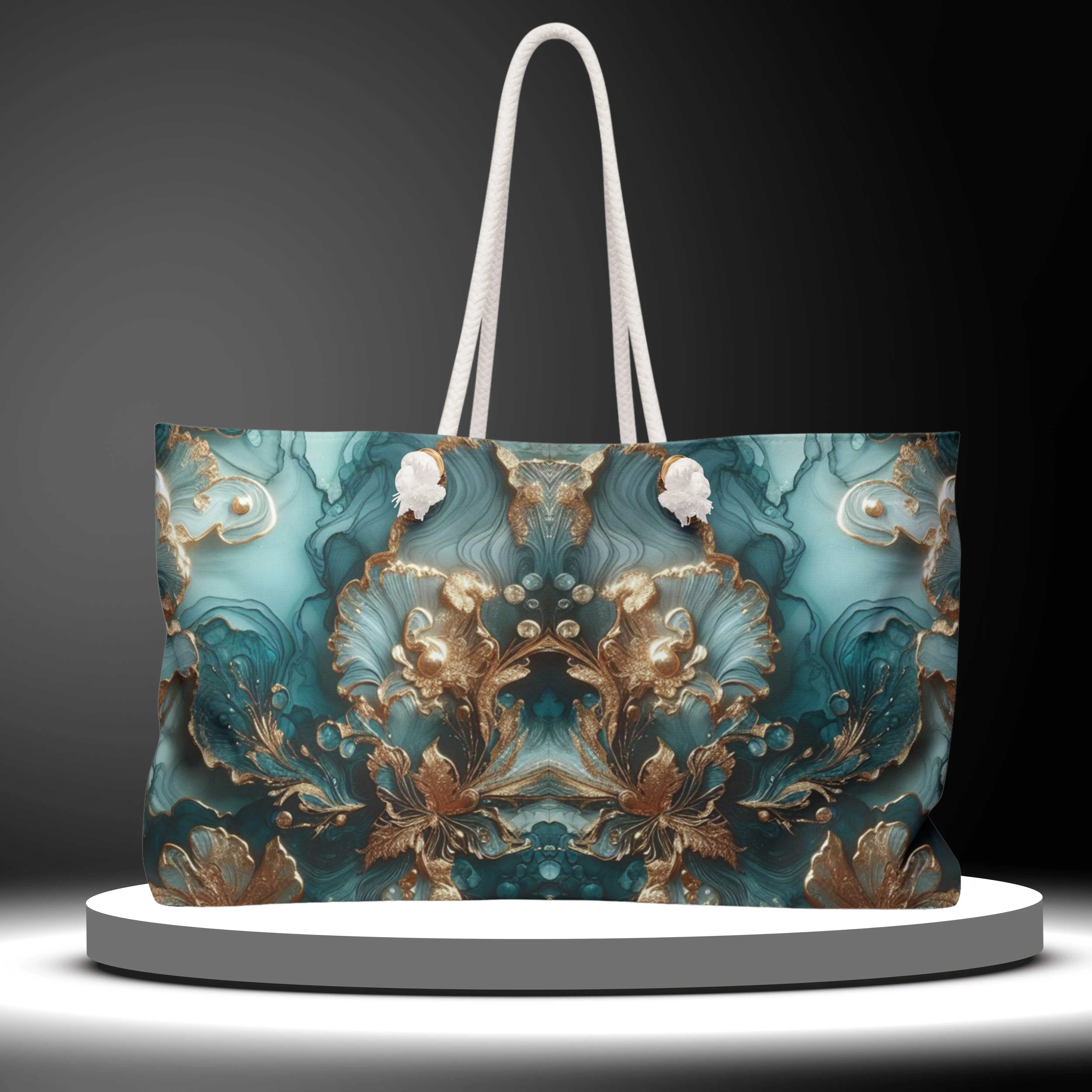On-time delivery – Floral Gilded Tide Teal Everyday Tote Bag All-in-one solution & Aqua Tote Gold
