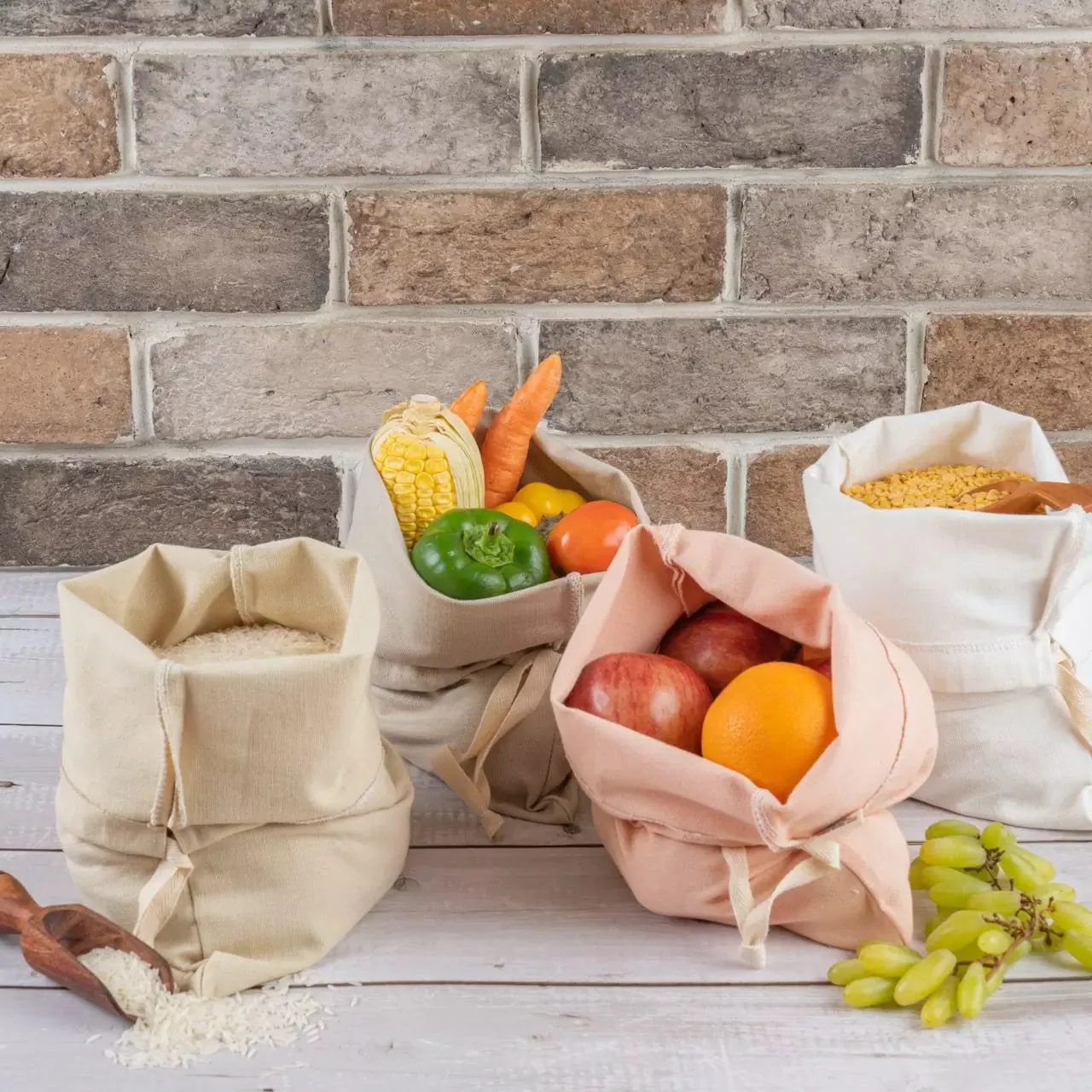 Organic cotton draw string bags
