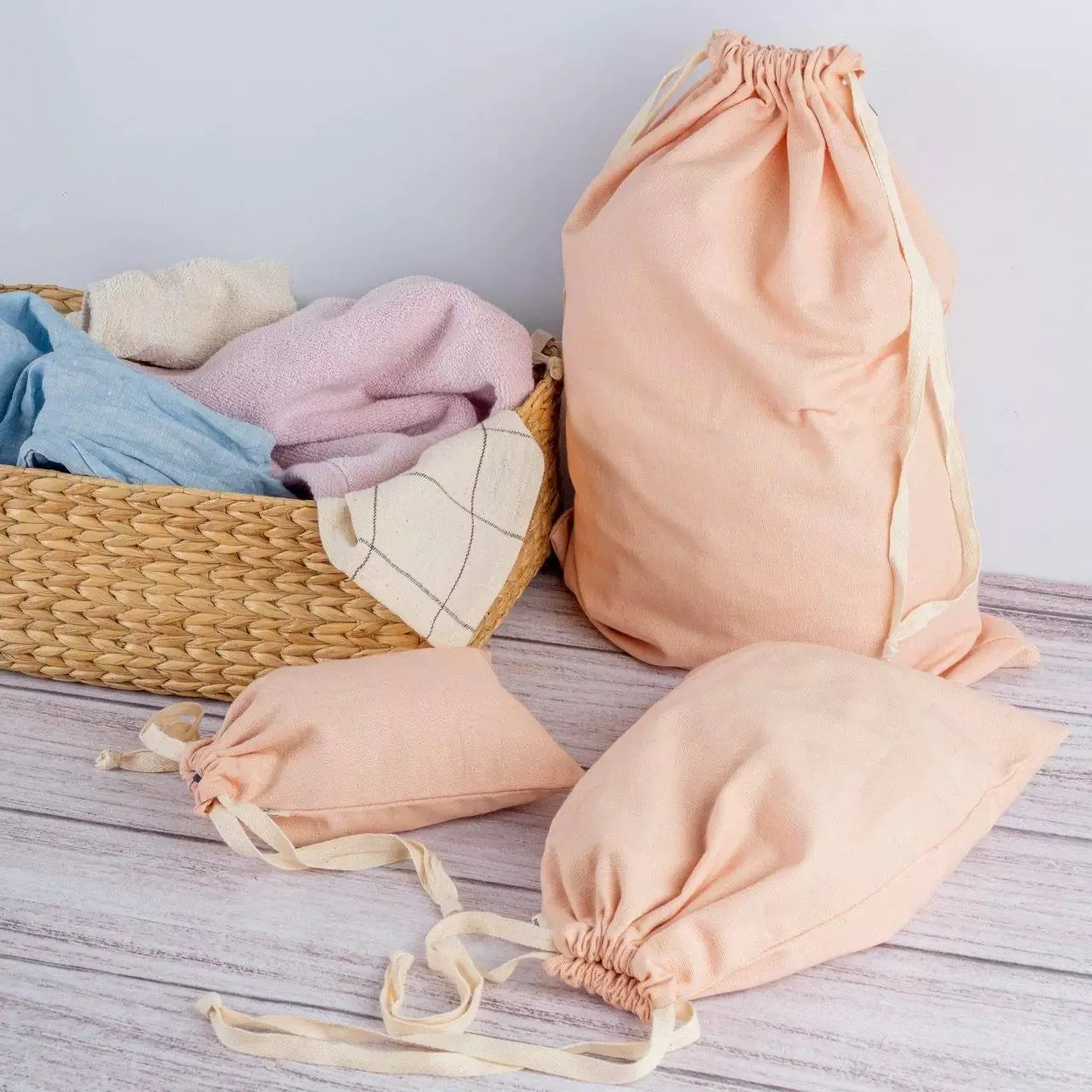 Organic cotton draw string bags